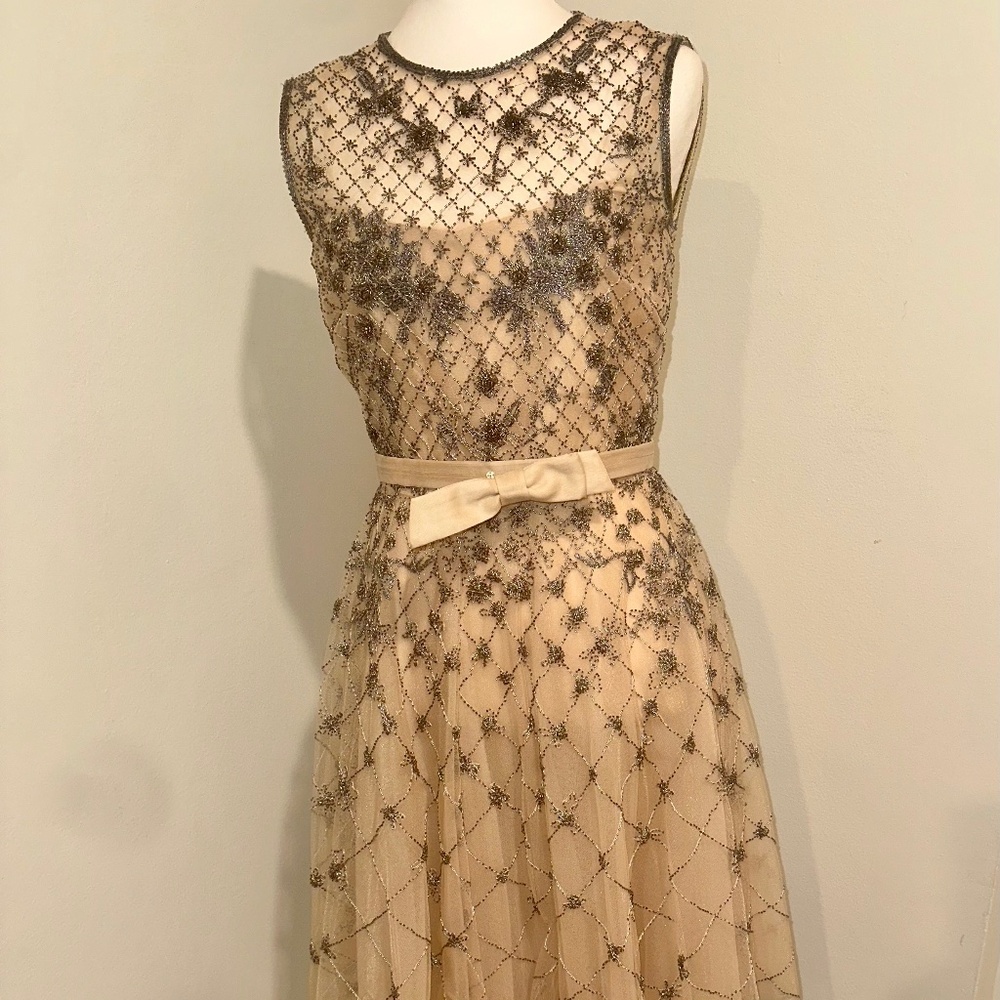 Beautiful Blush Valentino Dress with Intricate Metal Beading Size 42